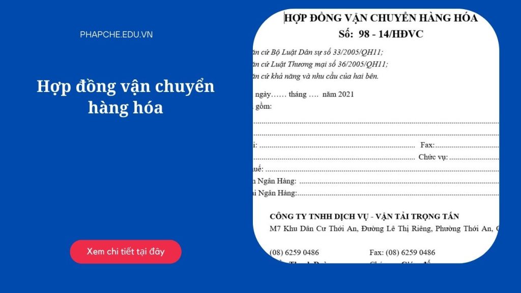 Hợp đồng vận chuyển hàng hóa