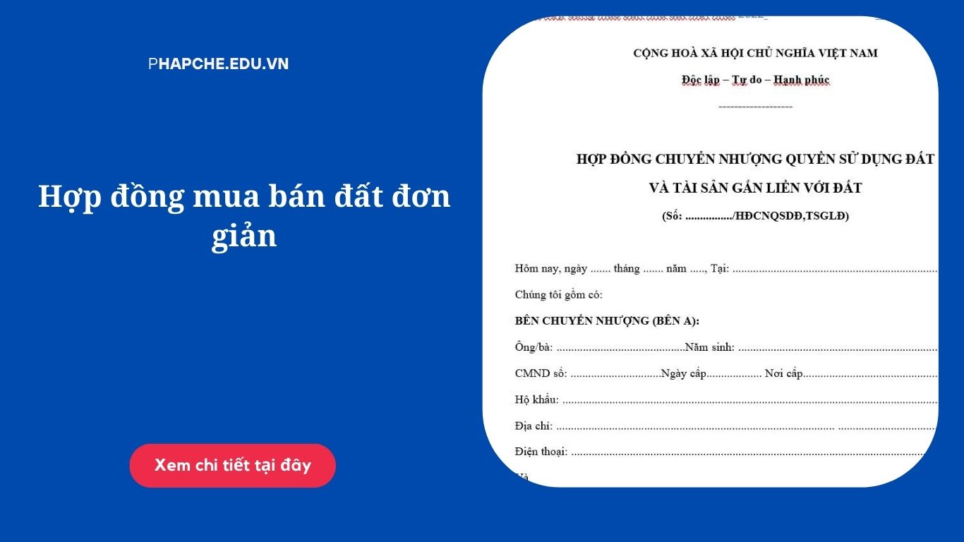 Hợp đồng mua bán đất đơn giản