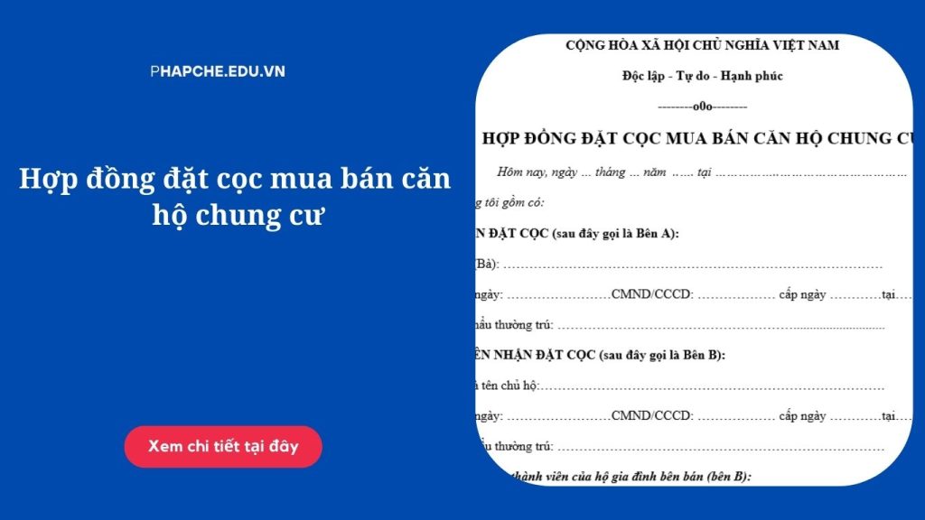 Hợp đồng đặt cọc mua bán căn hộ chung cư