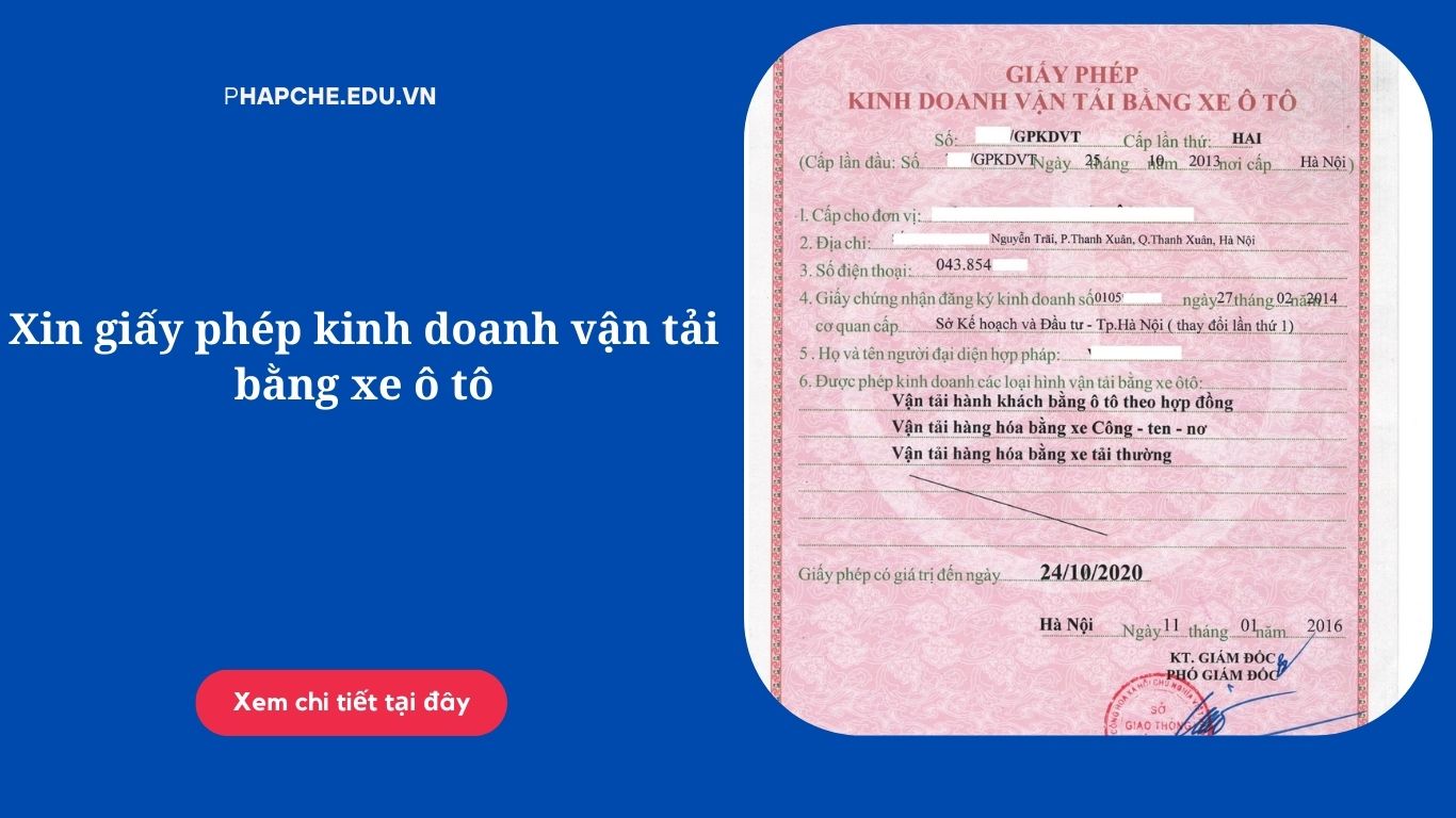 Xin giấy phép kinh doanh vận tải bằng xe ô tô