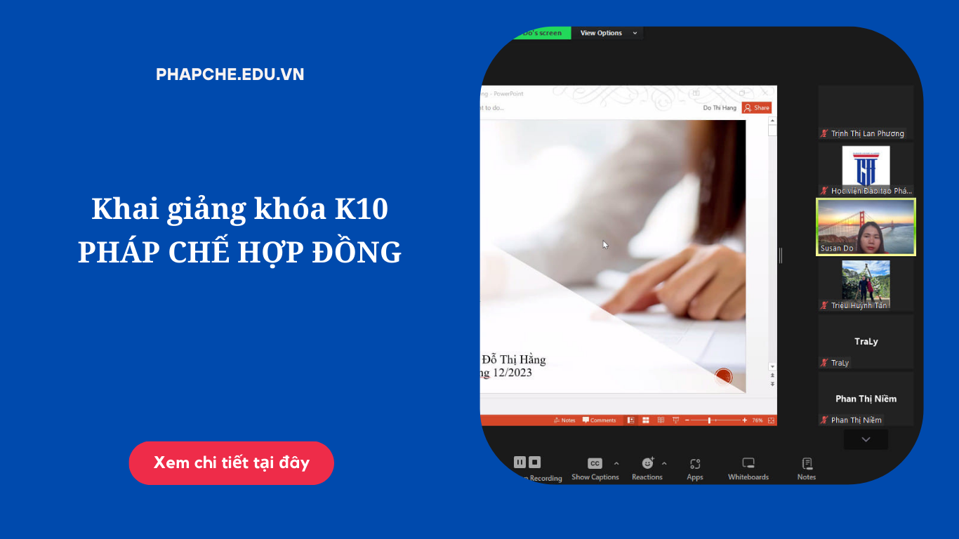 Khai giảng lớp K10 Pháp chế hợp đồng trực tuyến