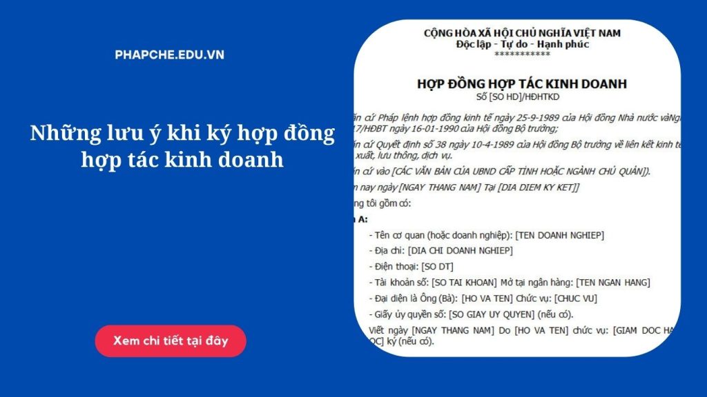 Những lưu ý khi ký hợp đồng hợp tác kinh doanh