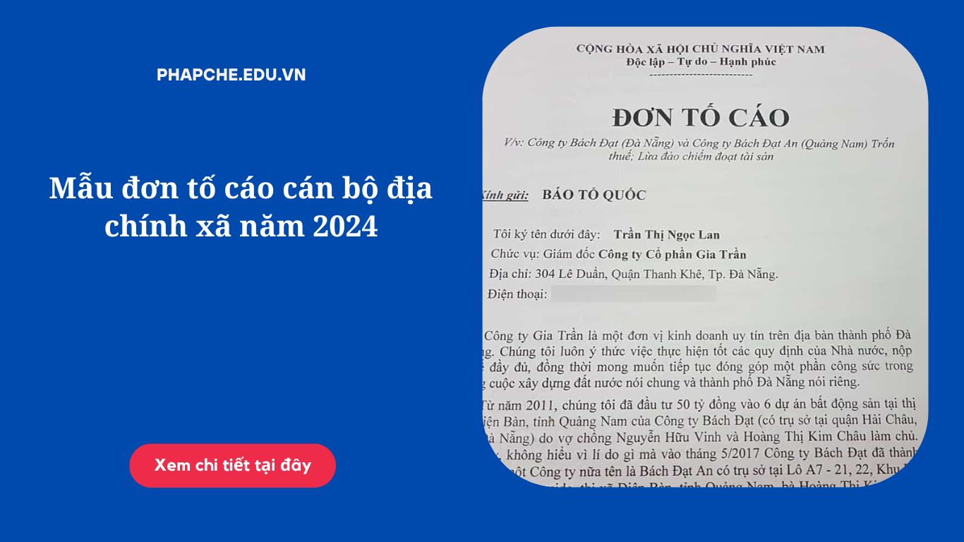 Mẫu đơn tố cáo cán bộ địa chính xã năm 2024