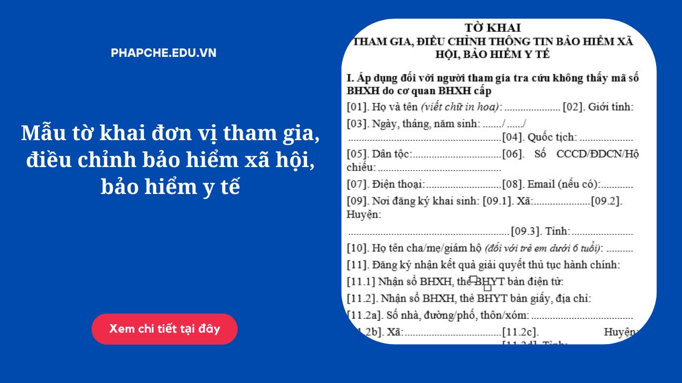 Mẫu tờ khai đơn vị tham gia, điều chỉnh bảo hiểm xã hội, bảo hiểm y tế