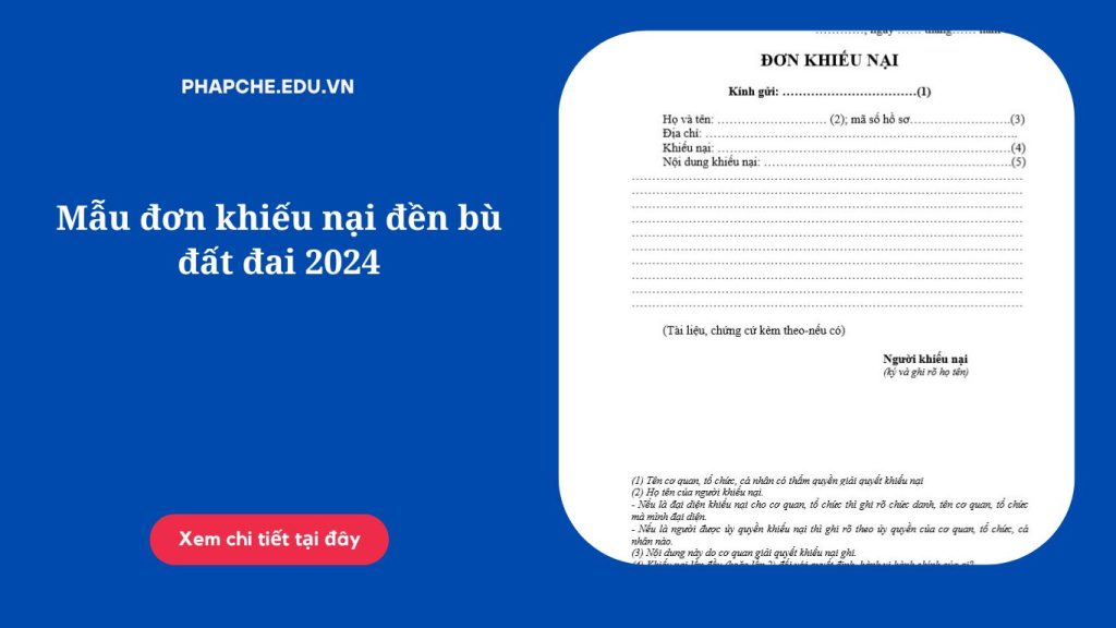 Mẫu đơn khiếu nại đền bù đất đai 2024