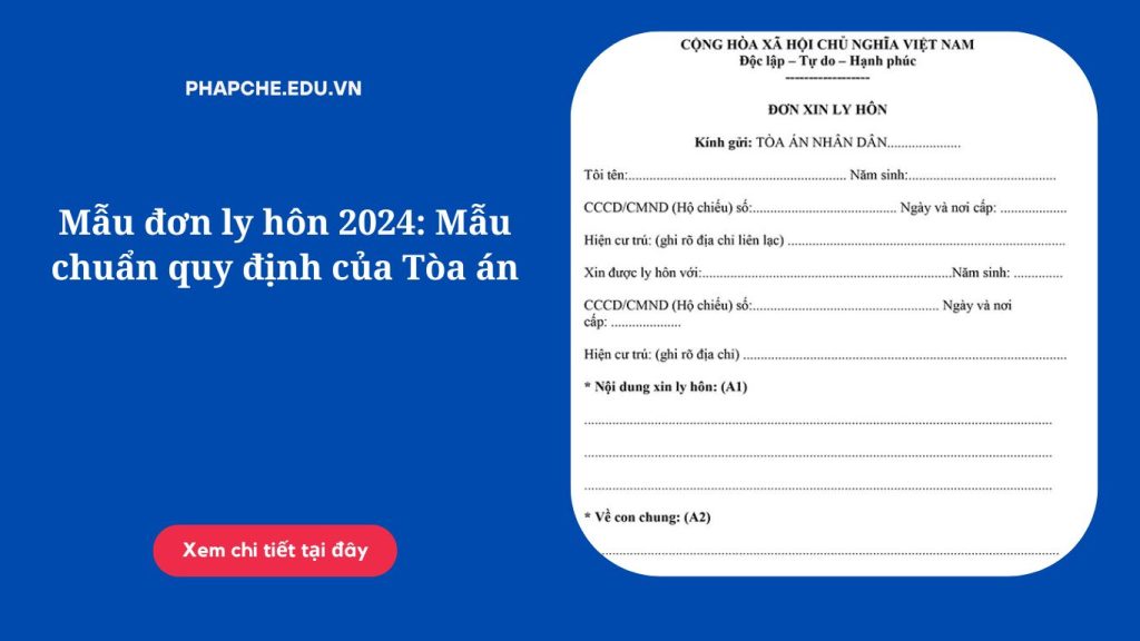 Mẫu đơn ly hôn 2024: Mẫu chuẩn quy định của Tòa án