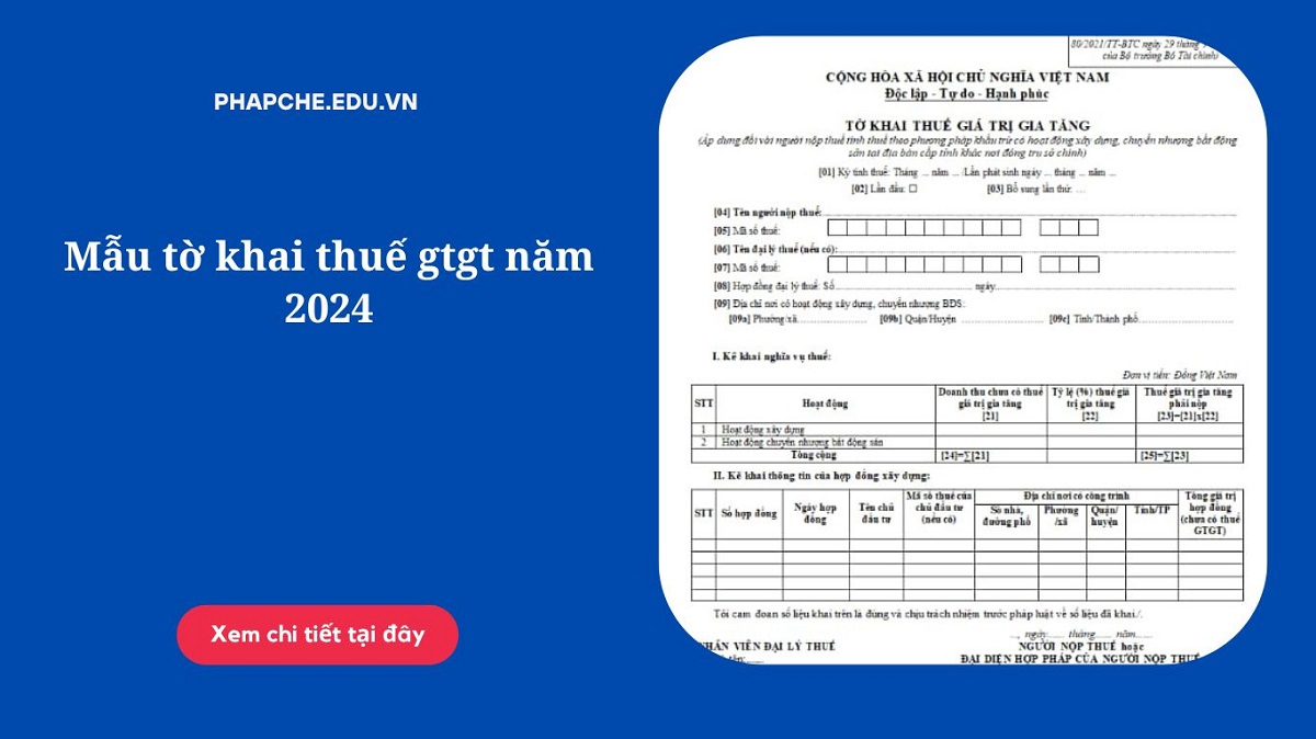 Mẫu tờ khai thuế gtgt năm 2024