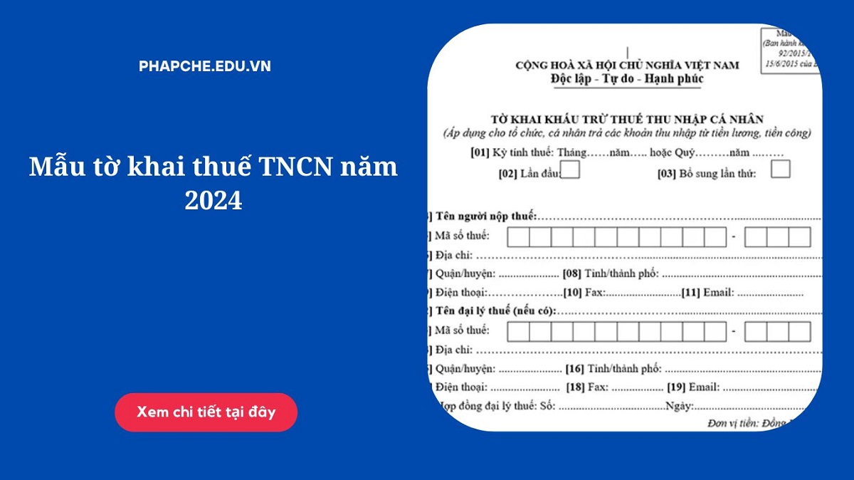 Mẫu tờ khai thuế TNCN