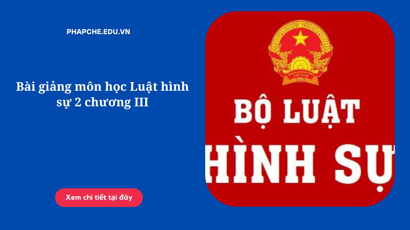 Bài giảng môn học Luật hình sự 2 chương III