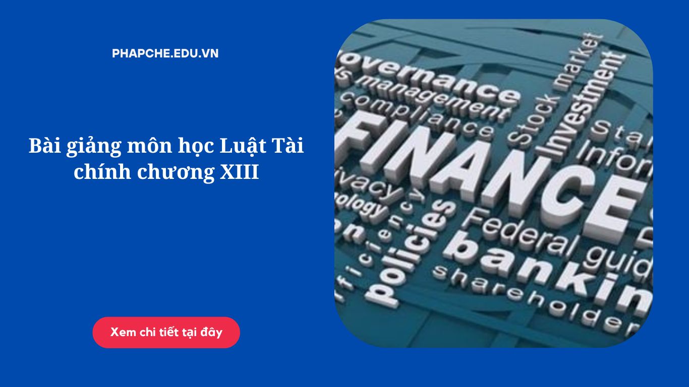 Bài giảng môn học Luật Tài chính chương XIII