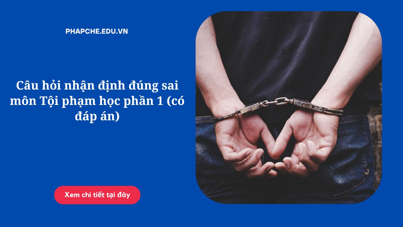 Câu hỏi nhận định đúng sai môn Tội phạm học phần 1 (có đáp án)