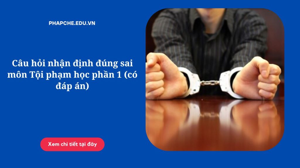 Câu hỏi nhận định đúng sai môn Tội phạm học phần 1 (có đáp án)