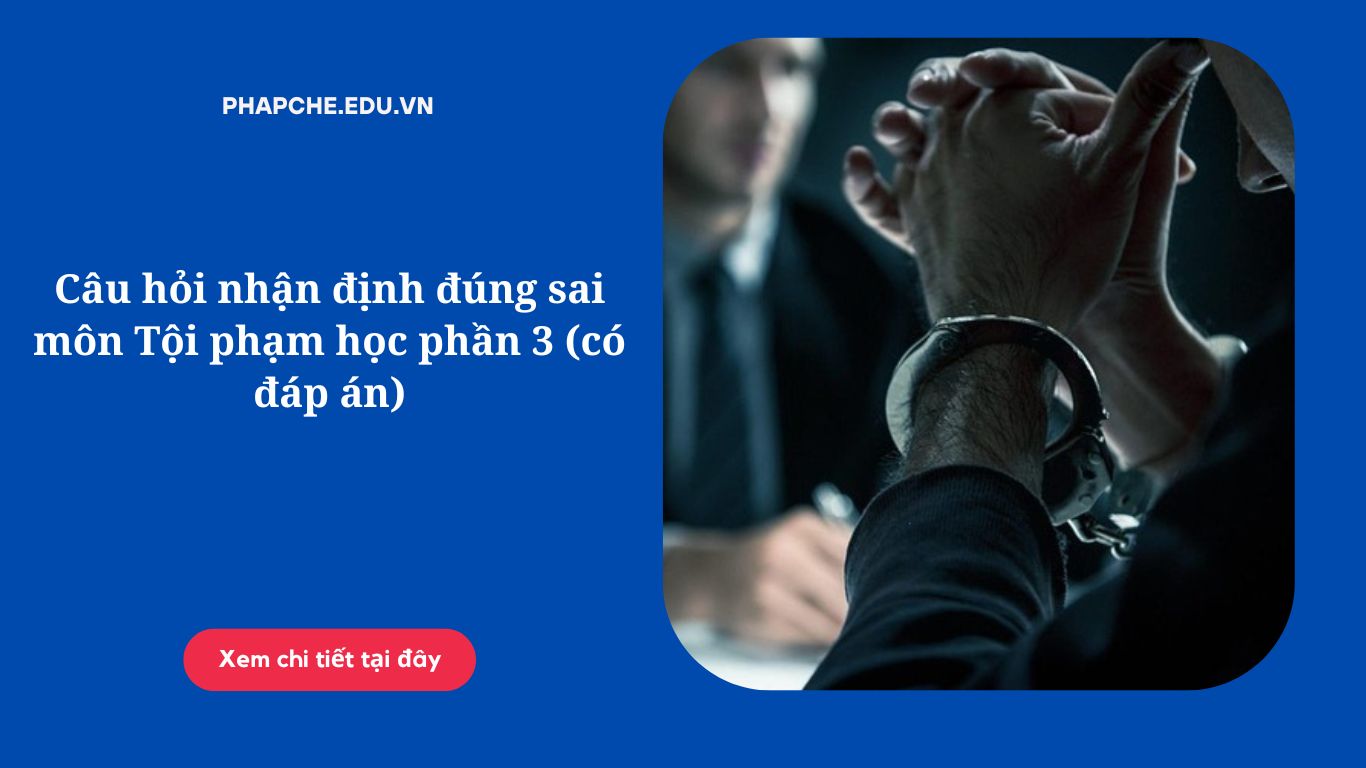 Câu hỏi nhận định đúng sai môn Tội phạm học phần 3 (có đáp án)